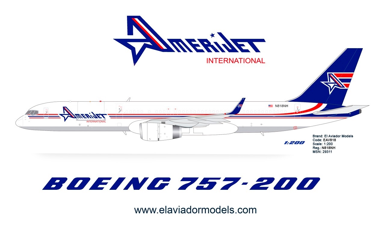 アメリジェット・インターナショナル 757-200F N818NH 1/200 GeminiJets 757-200F（改造貨物型） アメリジェット